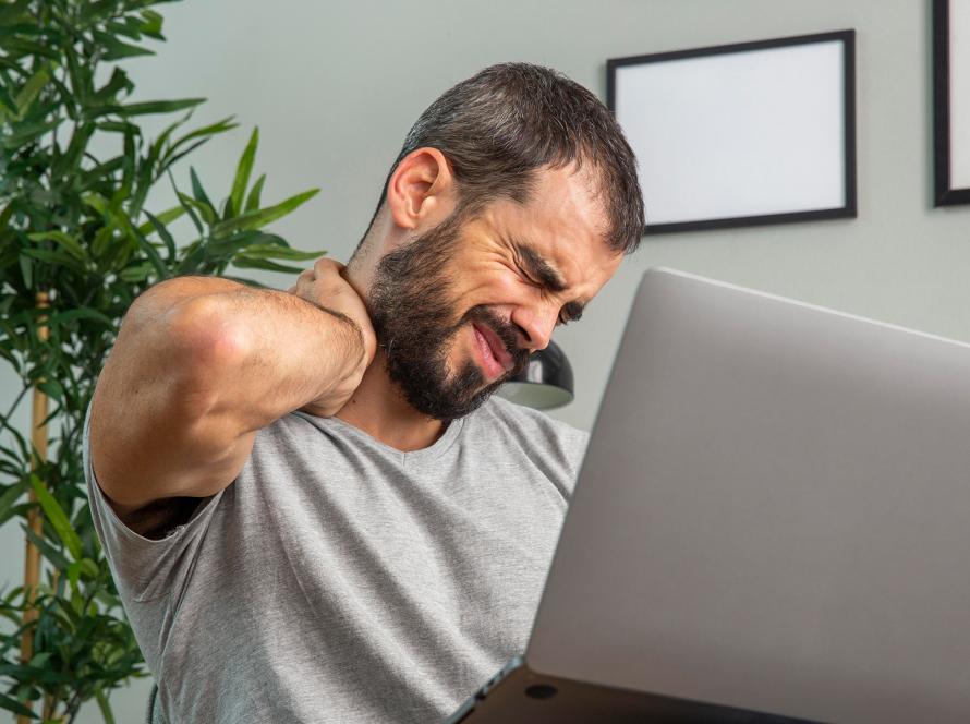 Neck pain while working on lap